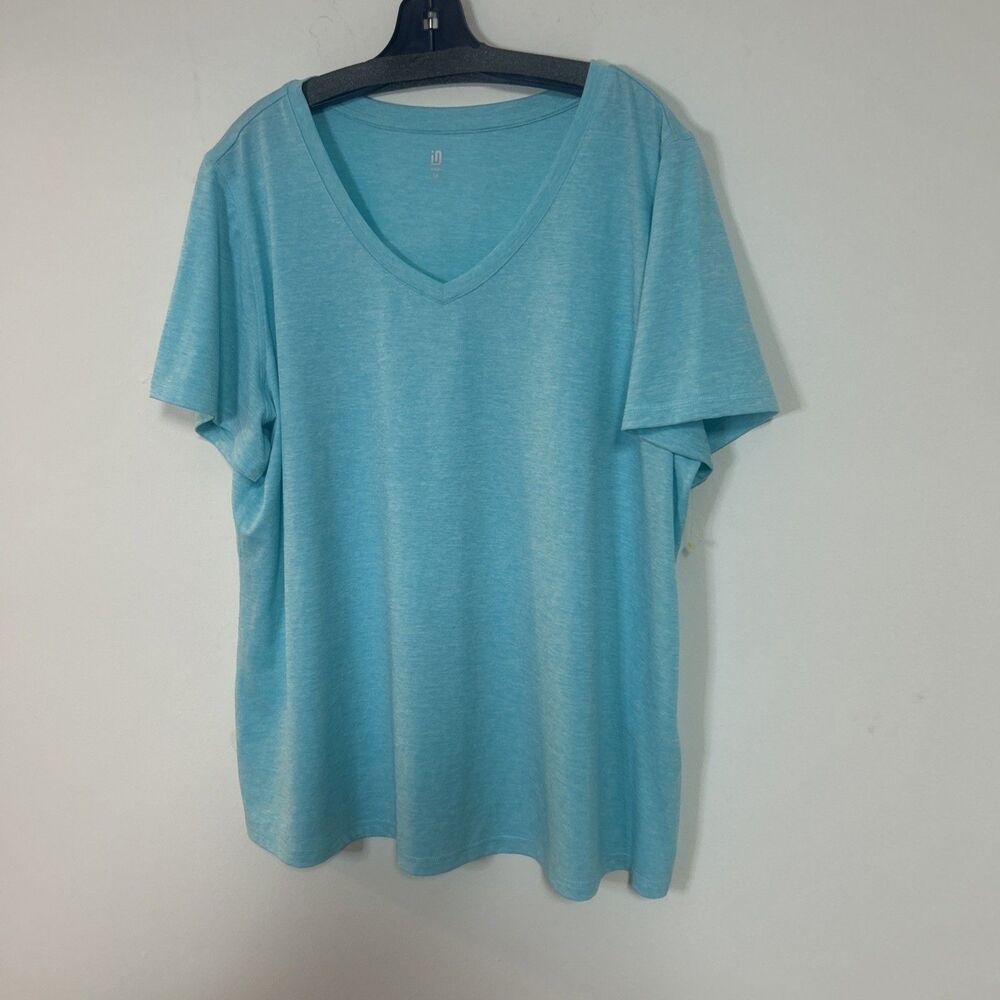 ID Ideology Womens 3X Blue V-Neck Short Sleeve High Low Hem T-Shirt Casual Top - Picture 2 of 6